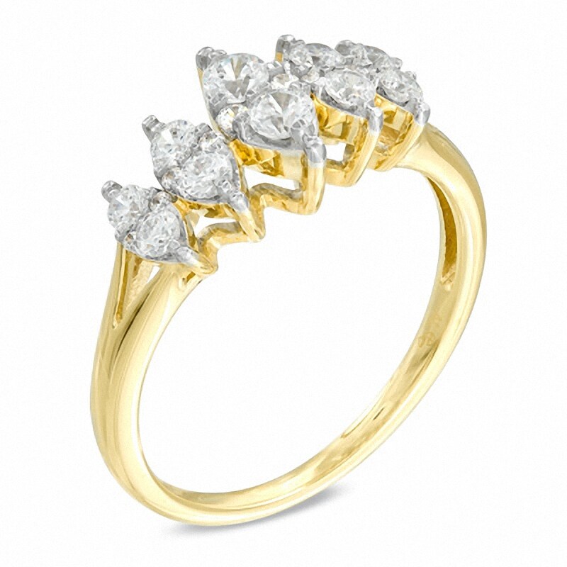 Main Image 2 of Previously Owned - 1/2 CT. T.W. Diamond Marquise-Framed Cluster Anniversary Ring in 10K Gold