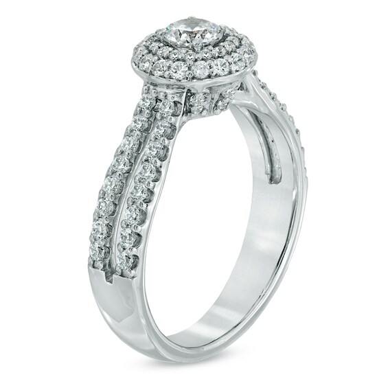 Previously Owned - 1 CT. T.w. Diamond Double Frame Engagement Ring in 14K White Gold