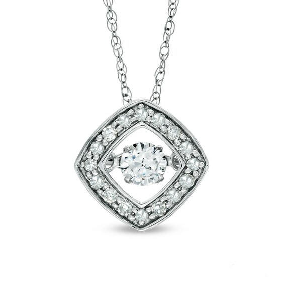 Previously Owned - 1/3 CT. T.w. Diamond Linear Three Stone Pendant in 10K White Gold