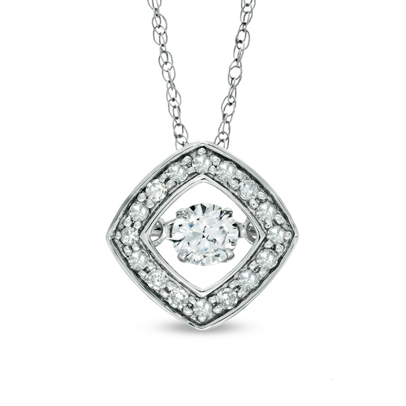 Previously Owned - 1/3 CT. T.W. Diamond Linear Three Stone Pendant in 10K White Gold