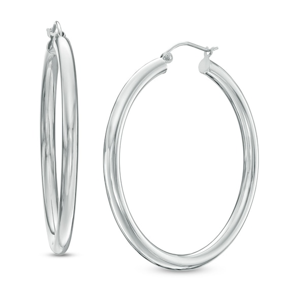 Previously Owned - 3.0 x 40mm Hoop Earrings in 14K White Gold