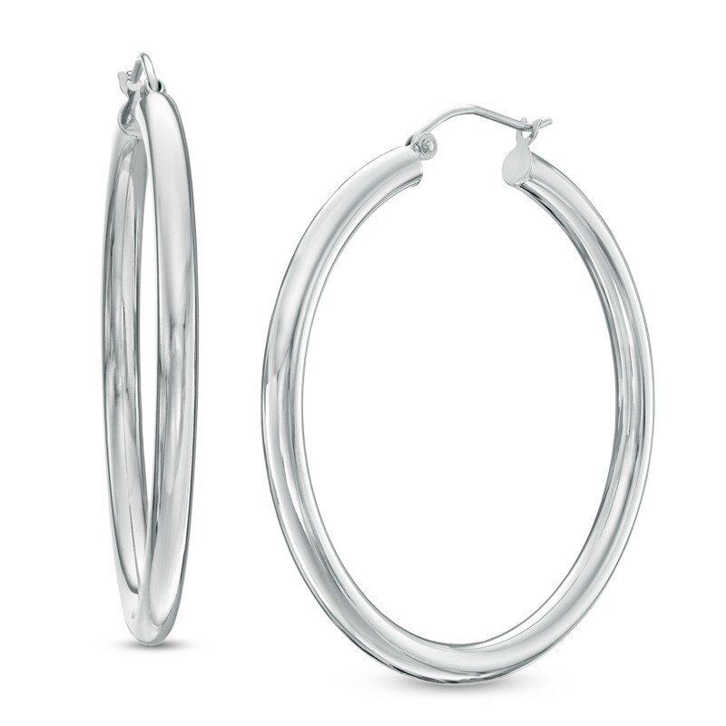 Main Image 1 of Previously Owned - 3.0 x 40mm Hoop Earrings in 14K White Gold