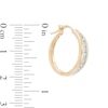 Thumbnail Image 2 of Previously Owned - 1/2 CT. T.W. Diamond Channel-Set Oval Hoop Earrings in 14K Gold