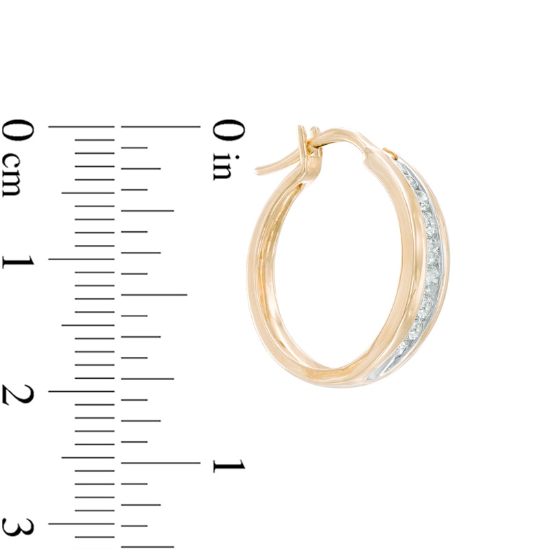 Main Image 2 of Previously Owned - 1/2 CT. T.W. Diamond Channel-Set Oval Hoop Earrings in 14K Gold