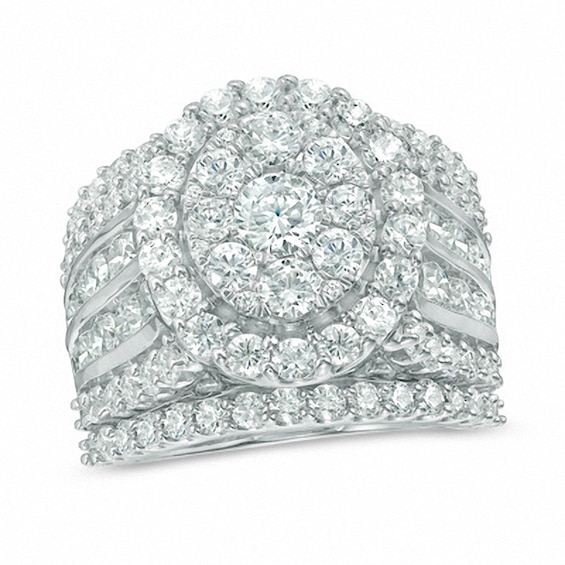 Previously Owned 5 CT. T.w. Oval-Shaped Multi-Diamond Frame Soldered Bridal Set in 14K White Gold