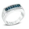 Thumbnail Image 2 of Previously Owned - 1 CT. T.W. Enhanced Blue and White Diamond Band in Sterling Silver