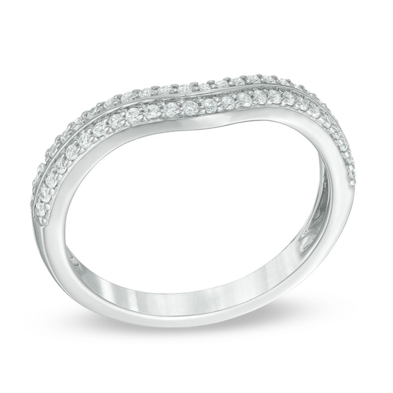 Previously Owned - 1/4 CT. T.w. Diamond Double Row Ribbon Contour Anniversary Band in 14K White Gold