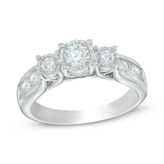 Previously Owned - 1 CT. T.w. Diamond Miracle Past Present FutureÂ® Engagement Ring in 10K White Gold