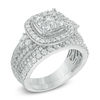 Thumbnail Image 1 of Previously Owned - 1-3/4 CT. T.W. Diamond Frame Cluster Bridal Set in 14K White Gold