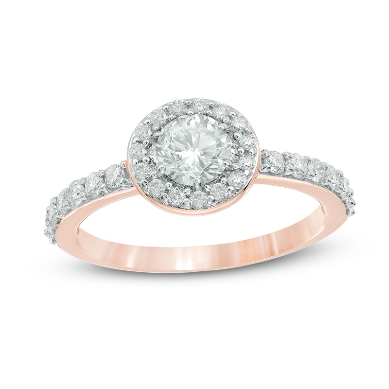 Main Image 1 of Previously Owned - 1 CT. T.W. Diamond Frame Engagement Ring in 14K Rose Gold