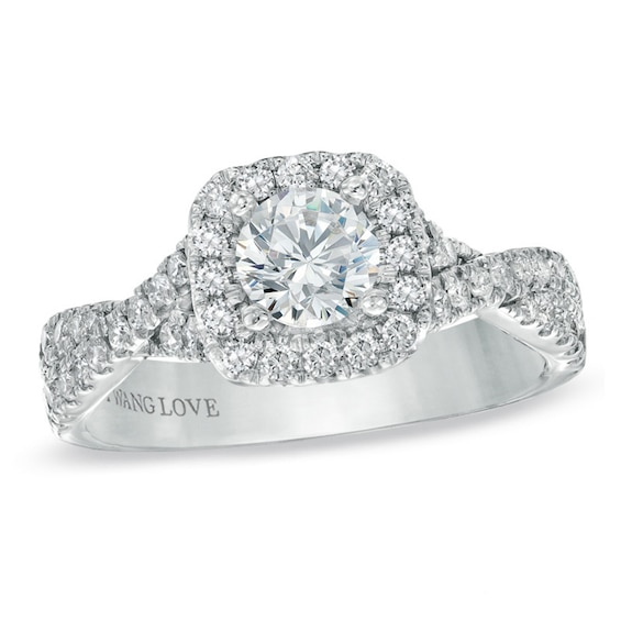 Previously Owned - Vera Wang Love Collection 1 CT. T.w. Diamond Frame Engagement Ring in 14K White Gold