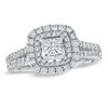 Thumbnail Image 1 of Previously Owned - Vera Wang Love Collection 1-1/2 CT. T.W. Princess-Cut Diamond Frame Engagement Ring in 14K White Gold