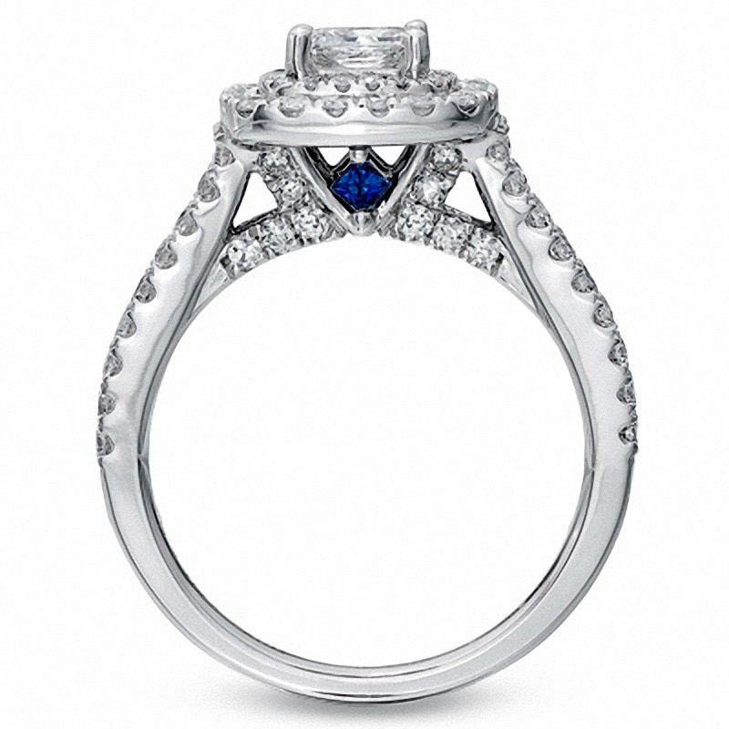 Previously Owned - Vera Wang Love Collection 1-1/2 CT. T.W. Princess-Cut Diamond Frame Engagement Ring in 14K White Gold