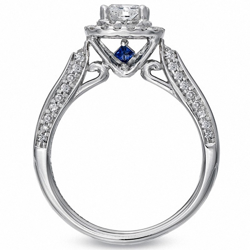 Main Image 2 of Previously Owned - Vera Wang Love Collection 7/8 CT. T.W. Princess-Cut Diamond Frame Engagement Ring in 14K White Gold
