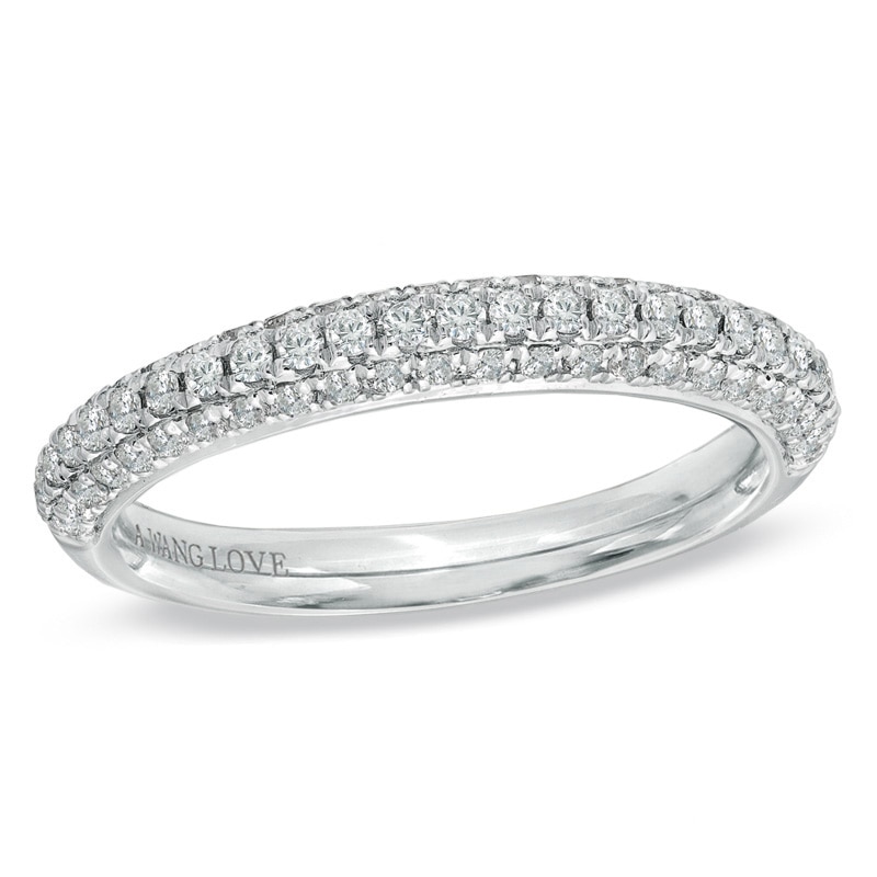 Previously Owned - Vera Wang Love Collection 1/2 CT. T.W. Diamond Three Row Anniversary Band in 14K White Gold