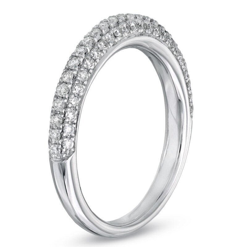 Main Image 3 of Previously Owned - Vera Wang Love Collection 1/2 CT. T.W. Diamond Three Row Anniversary Band in 14K White Gold