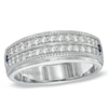 Thumbnail Image 1 of Previously Owned - Vera Wang Men's 5/8 CT. T.W. Diamond Double Row Wedding Band in 14K White Gold