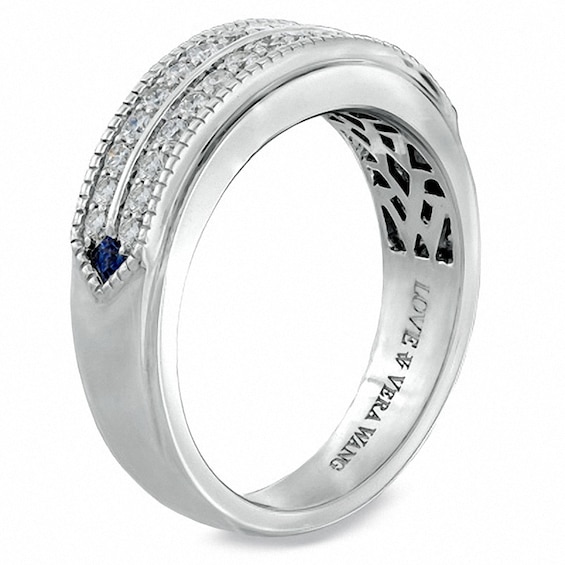 Previously Owned - Vera Wang Love Collection Men's 5/8 CT. T.W. Diamond Double Row Wedding Band in 14K White Gold Previously Owned - Vera Wang Love Collection Men's 5/8 CT. T.W. Diamond Double Row Wedding Band in 14K White Gold