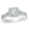 Thumbnail Image 1 of Previously Owned - Vera Wang Love Collection 1 CT. T.W. Princess-Cut Diamond Frame Engagement Ring in 14K White Gold