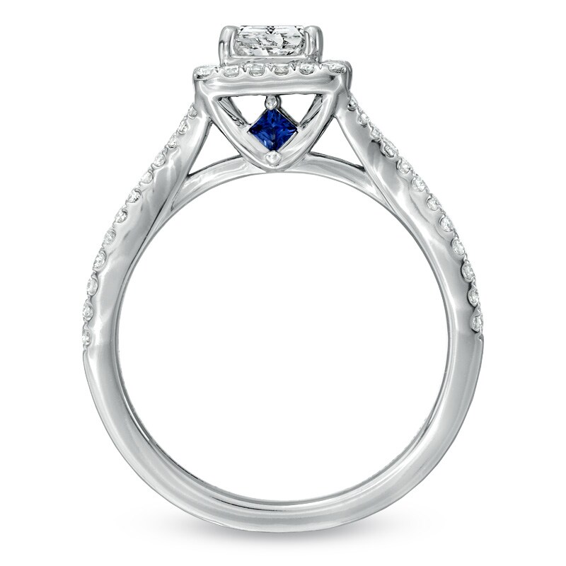 Main Image 3 of Previously Owned - Vera Wang Love Collection 1 CT. T.W. Princess-Cut Diamond Frame Engagement Ring in 14K White Gold