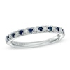 Thumbnail Image 0 of Previously Owned - Vera Wang Love Collection 1/8 CT. T.W. Diamond and Blue Sapphire Wedding Band in 14K White Gold