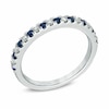 Thumbnail Image 2 of Previously Owned - Vera Wang Love Collection 1/8 CT. T.W. Diamond and Blue Sapphire Wedding Band in 14K White Gold