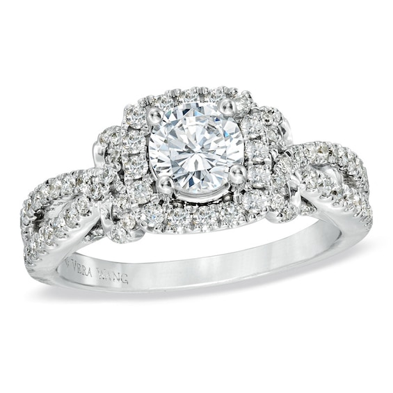 Previously Owned - Vera Wang Love Collection 1-1/2 CT. T.W. Diamond Split Shank Engagement Ring in 14K White Gold Previously Owned - Vera Wang Love Collection 1-1/2 CT. T.W. Diamond Split Shank Engagement Ring in 14K White Gold