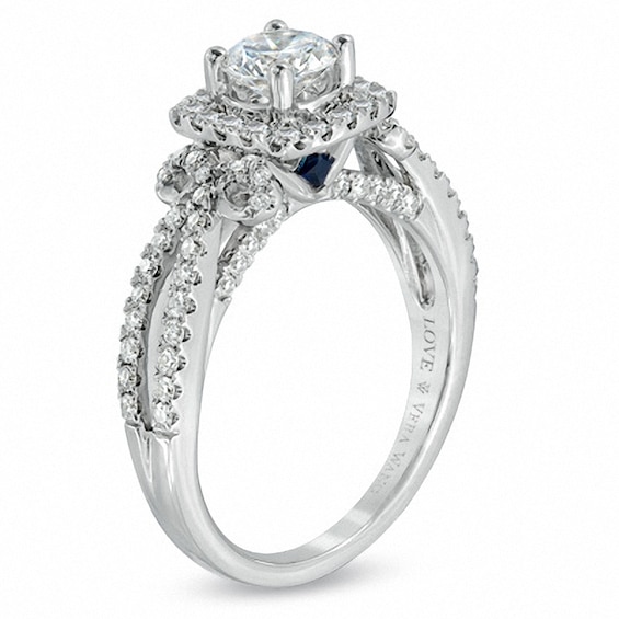 Previously Owned - Vera Wang Love Collection 1-1/2 CT. T.W. Diamond Split Shank Engagement Ring in 14K White Gold Previously Owned - Vera Wang Love Collection 1-1/2 CT. T.W. Diamond Split Shank Engagement Ring in 14K White Gold