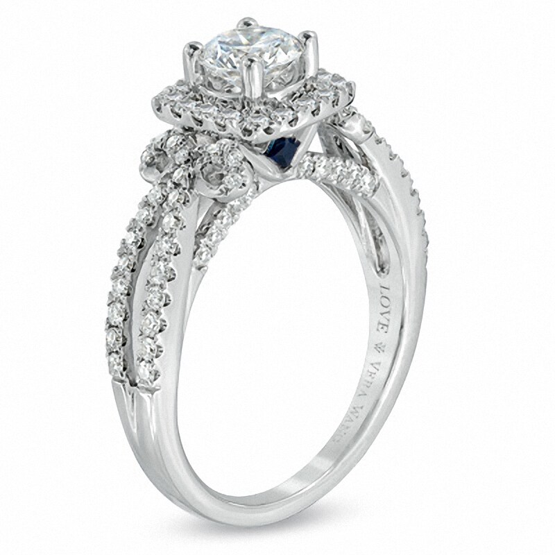 Main Image 2 of Previously Owned - Vera Wang Love Collection 1-1/2 CT. T.W. Diamond Split Shank Engagement Ring in 14K White Gold
