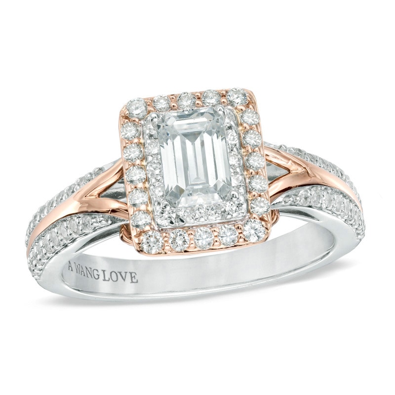 Main Image 1 of Previously Owned - Vera Wang Love Collection 1 CT. T.W. Emerald-Cut Diamond Engagement Ring in 14K Two-Tone Gold
