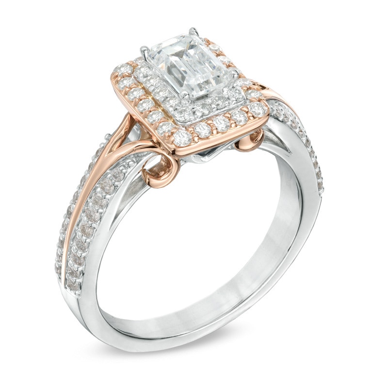 Main Image 2 of Previously Owned - Vera Wang Love Collection 1 CT. T.W. Emerald-Cut Diamond Engagement Ring in 14K Two-Tone Gold