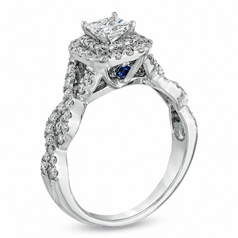 Previously Owned - Vera Wang Love Collection 1 CT. T.W. Princess-Cut Diamond Frame Engagement Ring in 14K White Gold