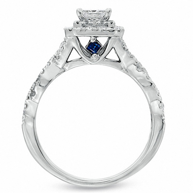 Main Image 3 of Previously Owned - Vera Wang Love Collection 1 CT. T.W. Princess-Cut Diamond Frame Engagement Ring in 14K White Gold