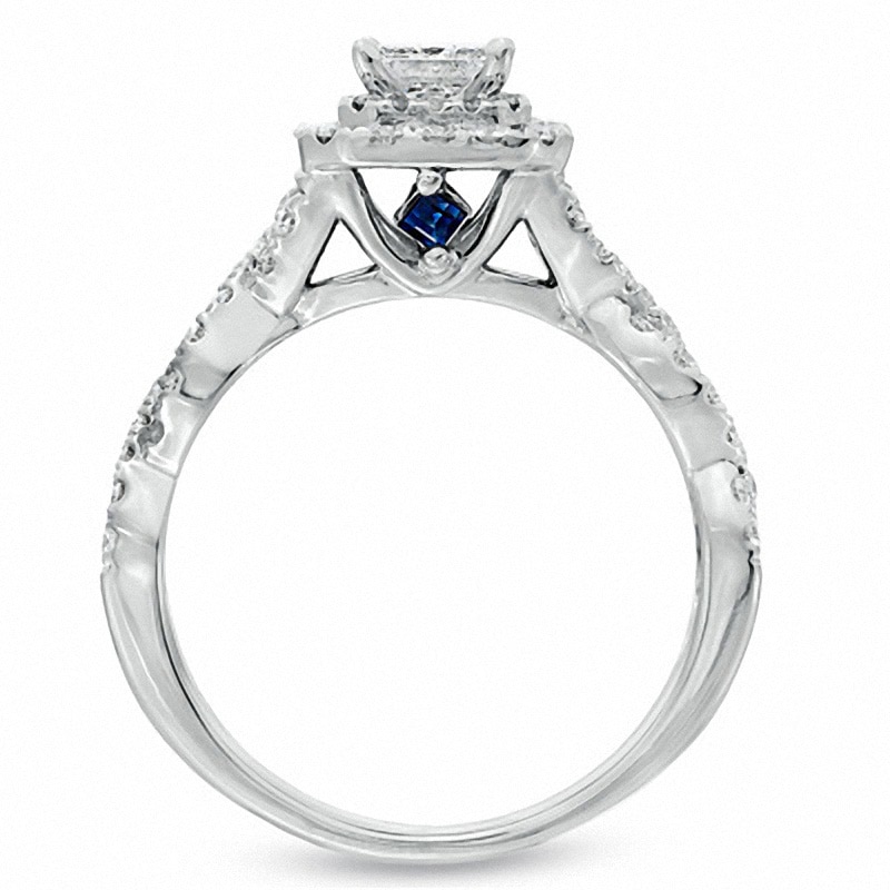 Previously Owned - Vera Wang Love Collection 1 CT. T.W. Princess-Cut Diamond Frame Engagement Ring in 14K White Gold