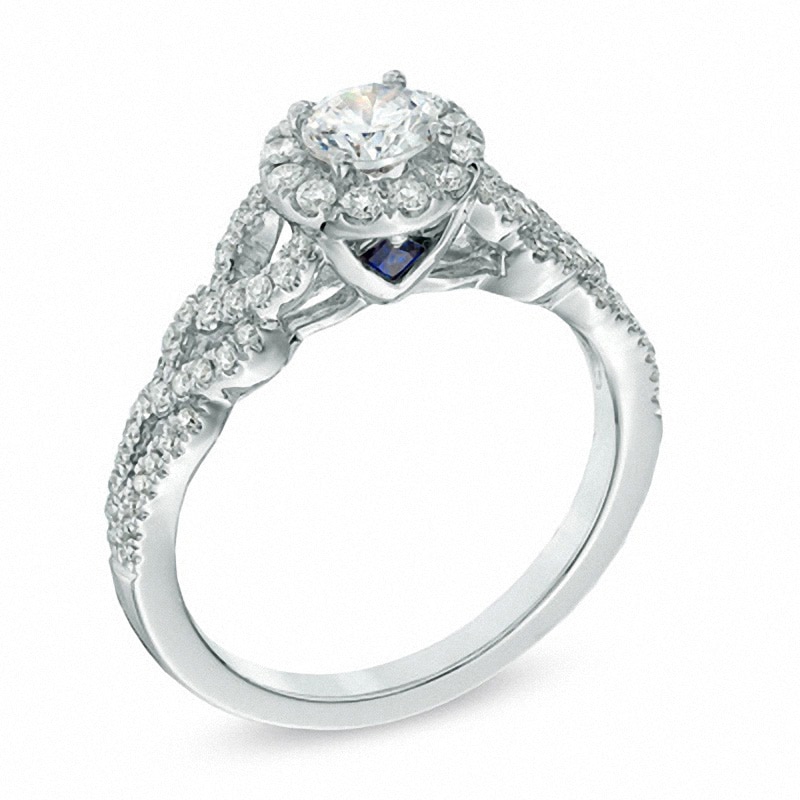 Main Image 2 of Previously Owned - Vera Wang Love Collection 3/4 CT. T.W. Diamond Frame Engagement Ring in 14K White Gold