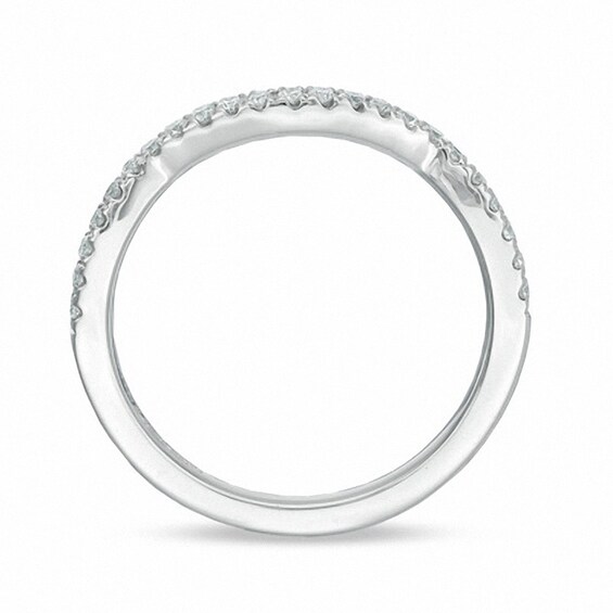 Previously Owned - Vera Wang Love Collection 1/5 CT. T.w. Diamond Ribbon Contour Wedding Band in 14K White Gold