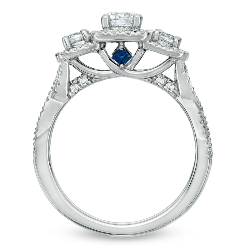 Main Image 3 of Previously Owned - Vera Wang Love Collection 1 CT. T.W. Diamond Three Stone Engagement Ring in 14K White Gold