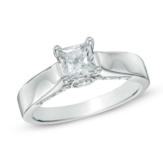Previously Owned - 1 CT. T.w. Princess-Cut Diamond Engagement Ring in 14K White Gold