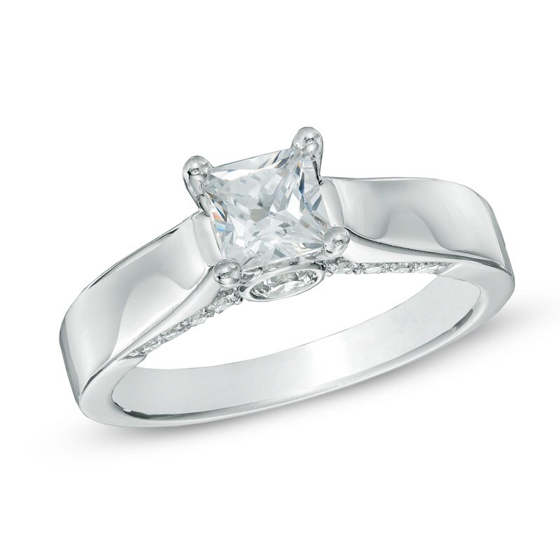 Main Image 1 of Previously Owned - 1 CT. T.W. Princess-Cut Diamond  Engagement Ring in 14K White Gold