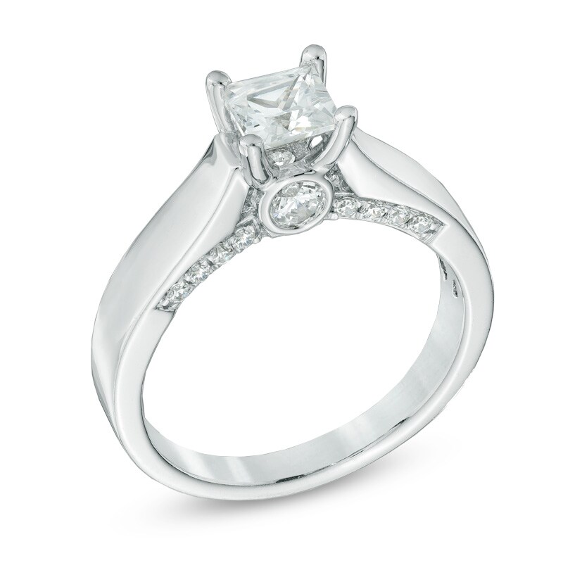 Main Image 2 of Previously Owned - 1 CT. T.W. Princess-Cut Diamond  Engagement Ring in 14K White Gold