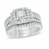 Thumbnail Image 1 of Previously Owned - 1-1/2 CT. T.W. Princess-Cut Diamond Double Frame Bridal Set in 14K White Gold