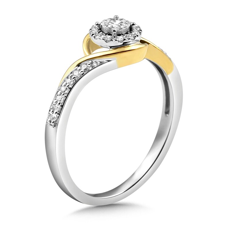 Main Image 2 of Previously Owned - 1/5 CT. T.W. Diamond Swirl Frame Ring in 10K White Gold and 14K Gold Plate