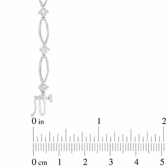 Previously Owned - 1/8 CT. T.w. Diamond Split Link Bracelet in 10K White Gold - 7.25"