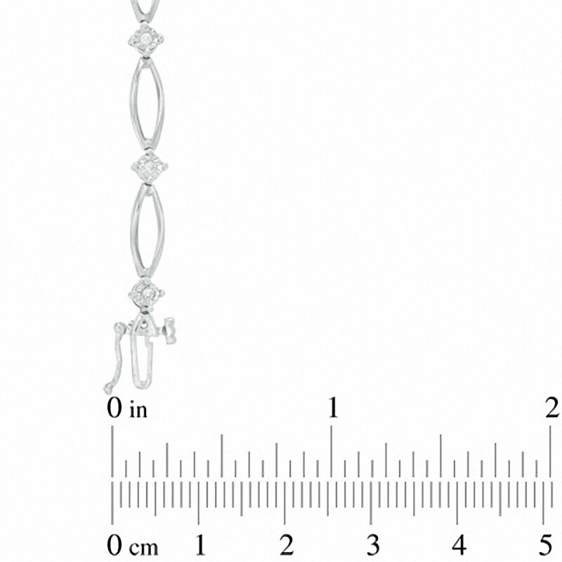 Main Image 2 of Previously Owned - 1/8 CT. T.W. Diamond Split Link Bracelet in 10K White Gold - 7.25"