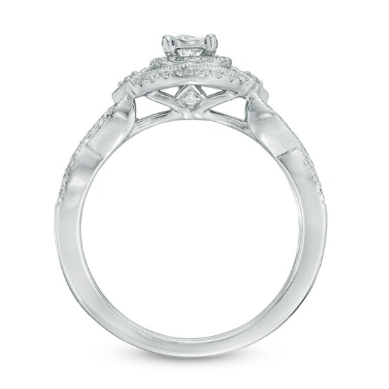 Previously Owned - 1/2 CT. T.w. Diamond Frame Bridal Set in 10K White Gold