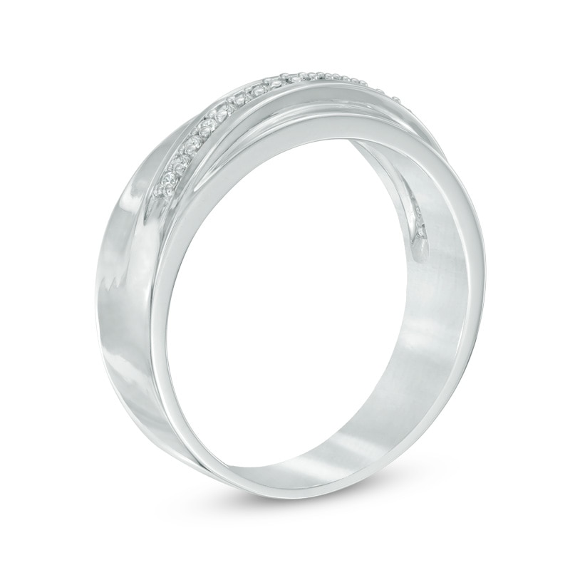 Main Image 2 of Previously Owned - 1/8 CT. T.W. Diamond Wedding Band in Sterling Silver