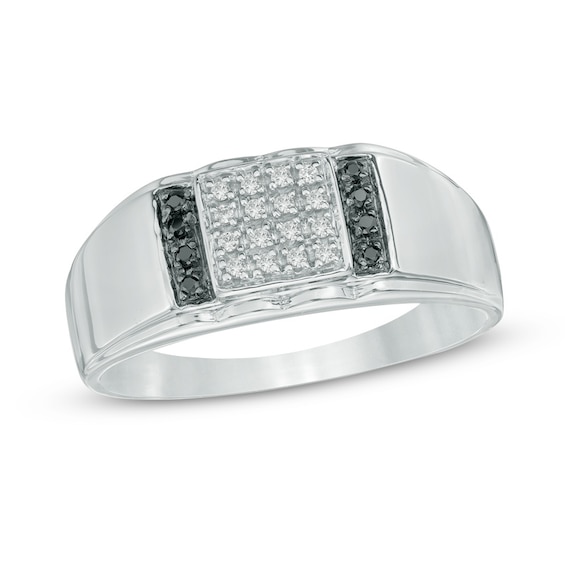 Previously Owned - 1/8 CT. T.w. Black and White Diamond Ring in Sterling Silver