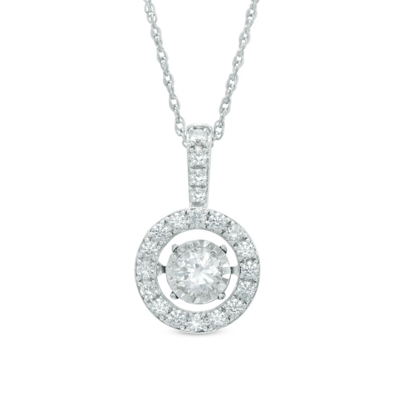 Main Image 1 of Previously Owned - 5/8 CT. T.W. Diamond Circle Pendant in 14K White Gold