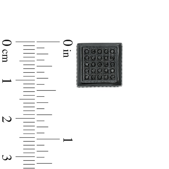 Previously Owned - 1/3 CT. T.w. Black Diamond Square Earrings in Black IP Stainless Steel