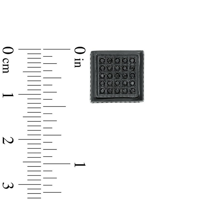 Main Image 2 of Previously Owned - 1/3 CT. T.W. Black Diamond Square Earrings in Black IP Stainless Steel